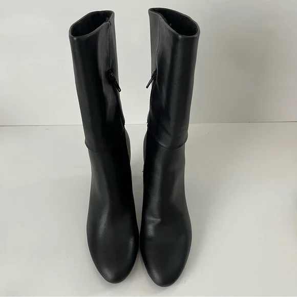 CHARLES DAVID Billow Faux Leather Pointed Toe Block Heeled Boot in Black NEW - Picture 6 of 14